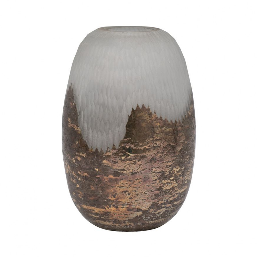 Sagebrook - 9" Glass Textured Vase With Foil