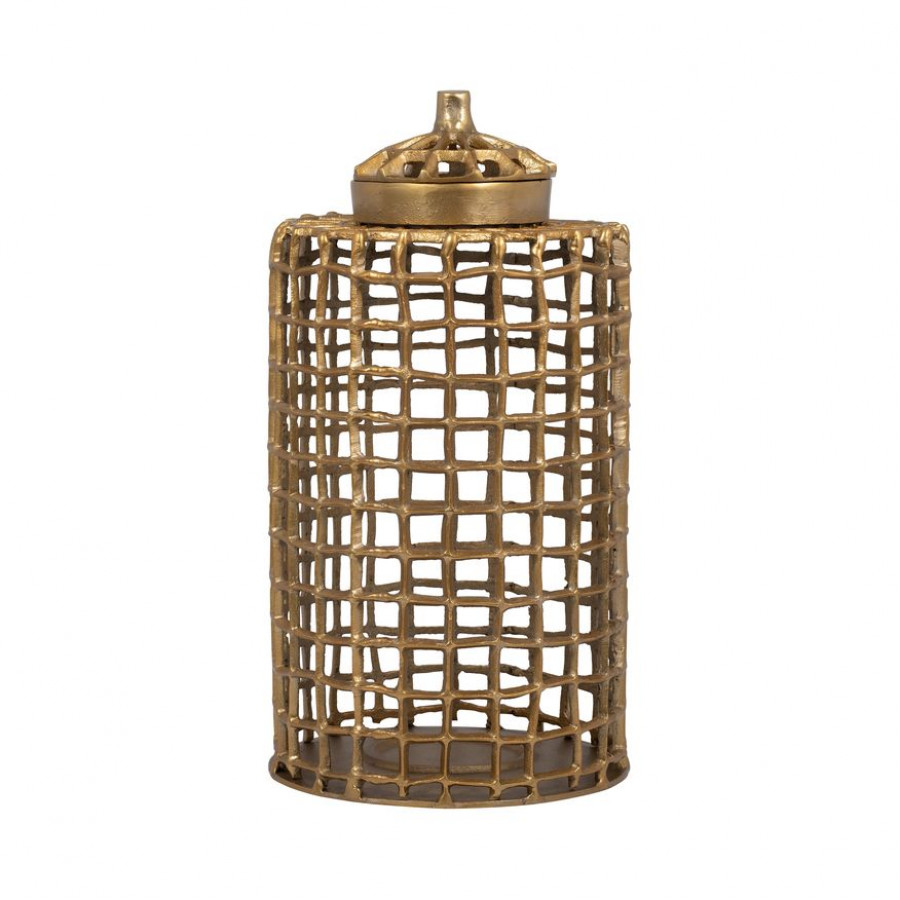 Sagebrook 18" Metal Lidded Jar - Gold