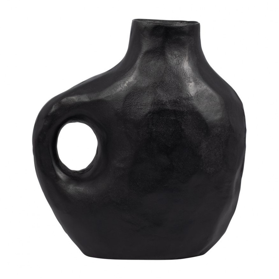 Sagebrook 14" Metal Hammerd Cut-out Vase - Black