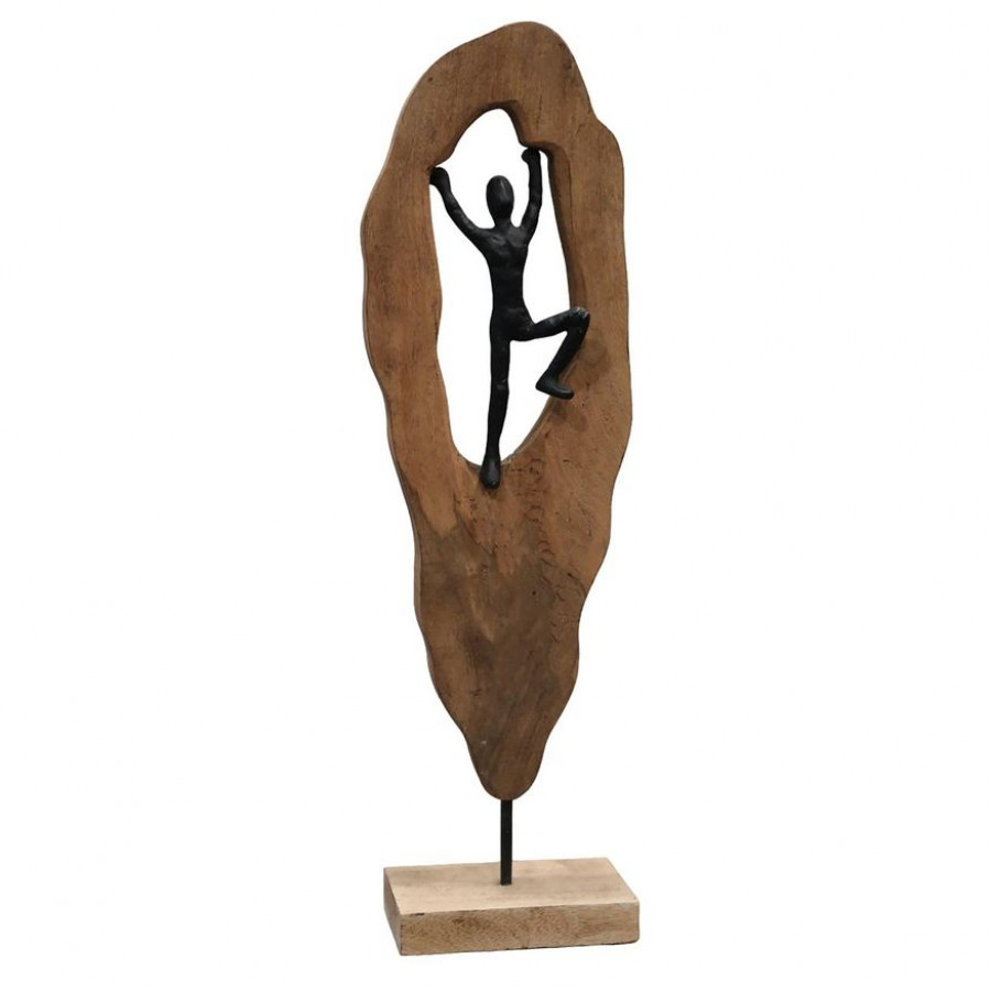 Sagebrook 25" Wood Man Climbing On Log - Natural