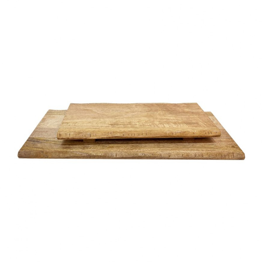 Sagebrook - 18"/24" Mango Wood Footed Trays (Set Of 2) in Natural