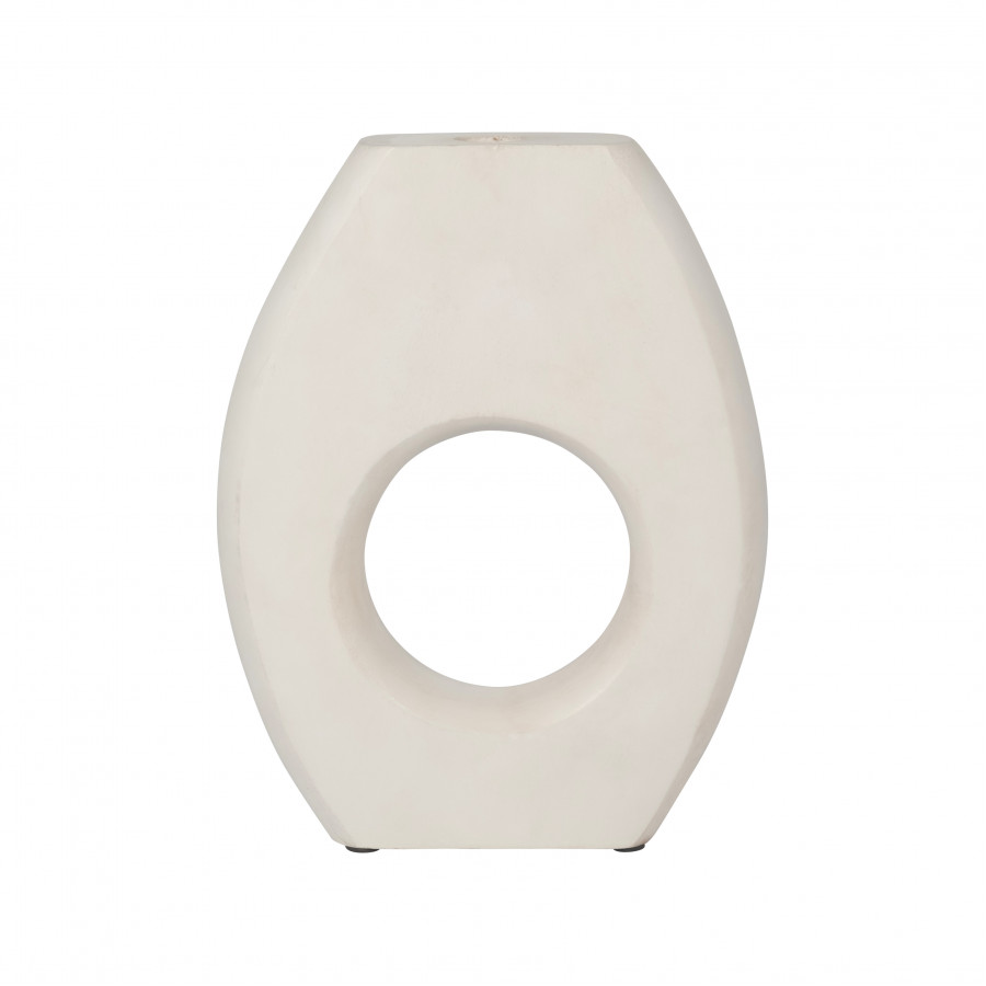 Sagebrook 10" Mango Wood Cut-out Vase - White