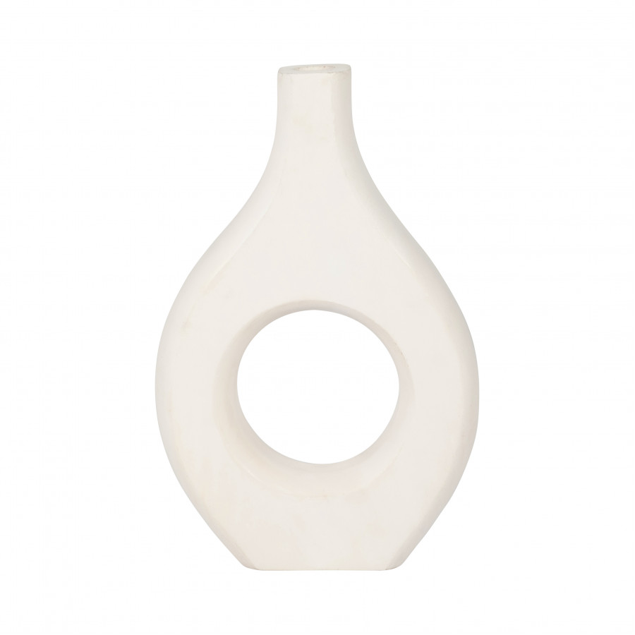 Sagebrook 12" Mango Wood Cut-out Vase - White