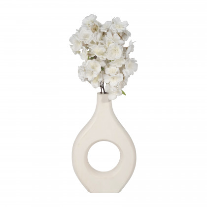Sagebrook 12" Mango Wood Cut-out Vase - White