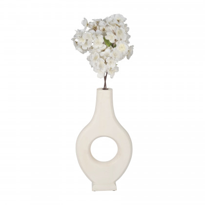 Sagebrook 15" Mango Wood Cut-out Vase - White