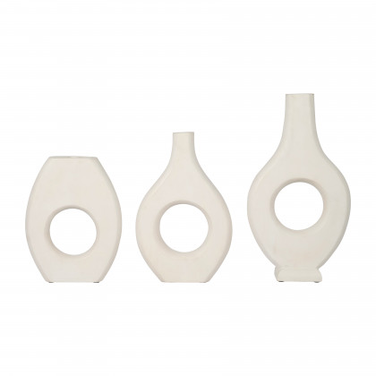 Sagebrook 15" Mango Wood Cut-out Vase - White