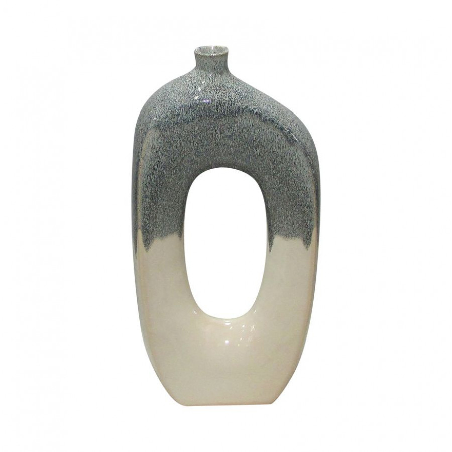 Sagebrook 16" Ceramic Curvy Open Cut-out Vase - Blue/White