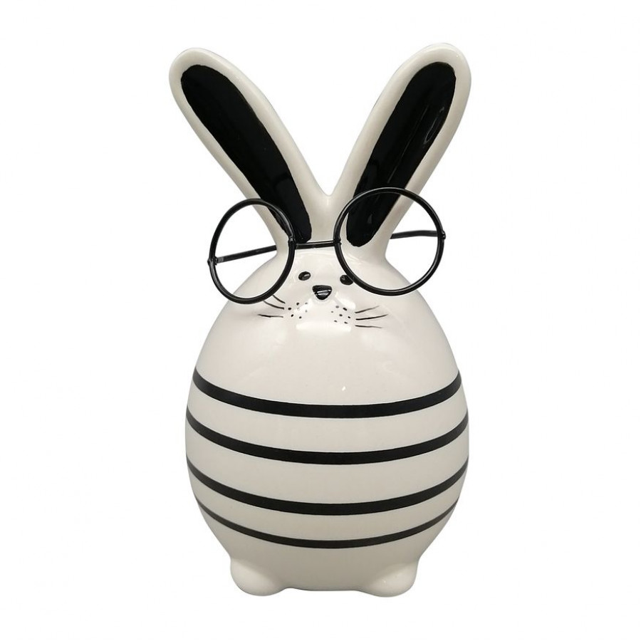 Sagebrook - 6" Ceramic Chubby Bunny With Glasses