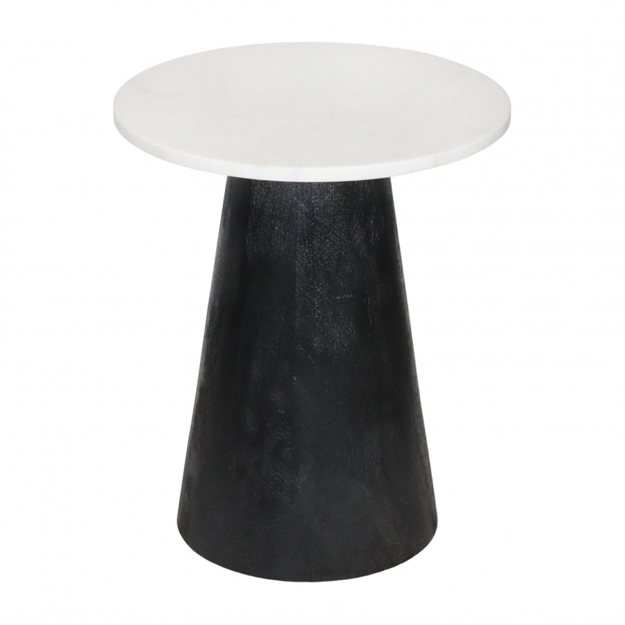 Sagebrook 19" Metal Hourglass Marble Top Side Table - Black