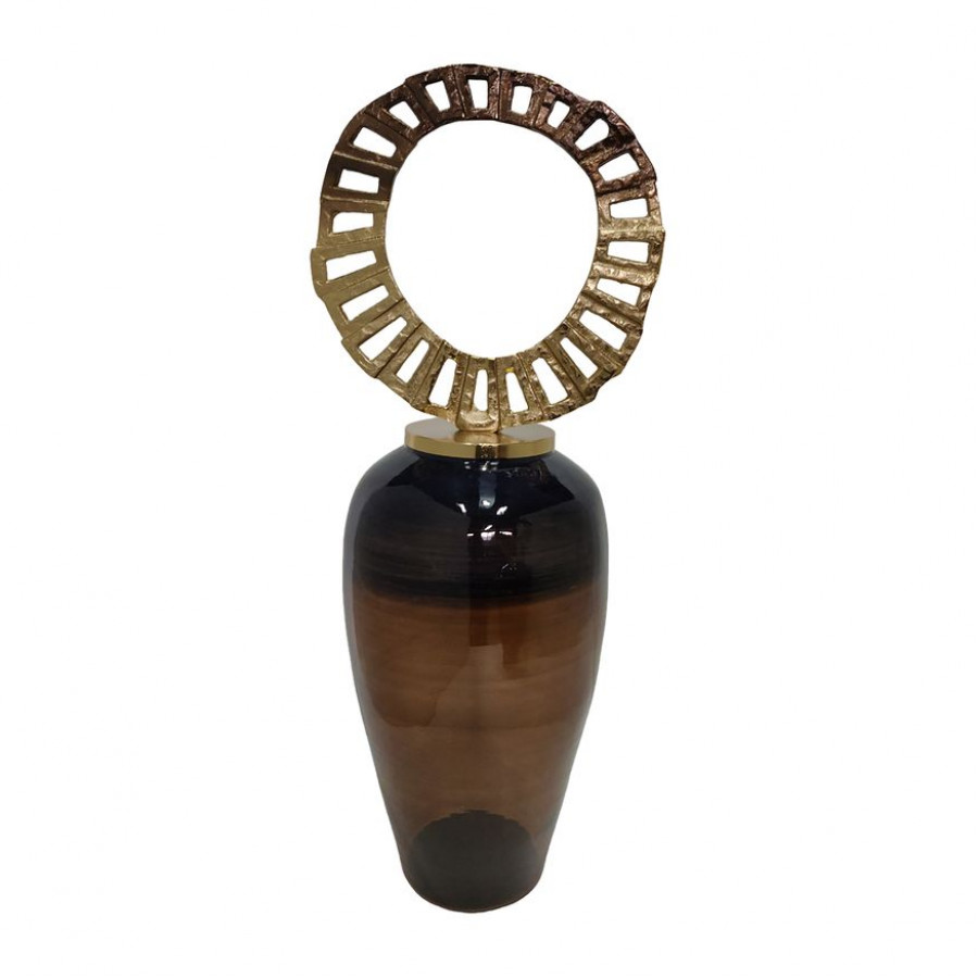 Sagebrook 35" Glass Vase With Crown Top - Brown