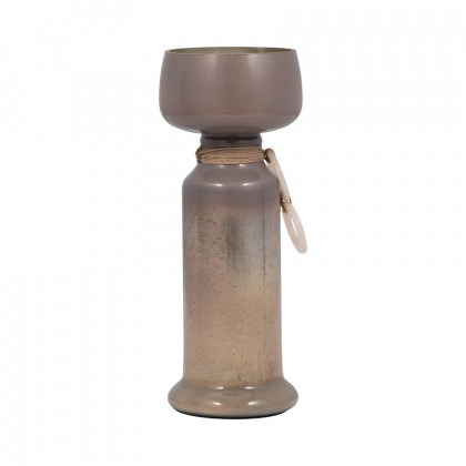 Sagebrook 13" Glass Decorated Candle Holder - Champagne