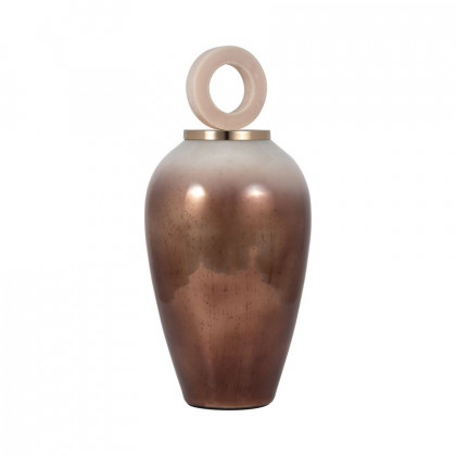 Sagebrook 22" Glass Vase Round Resin Topper - Copper