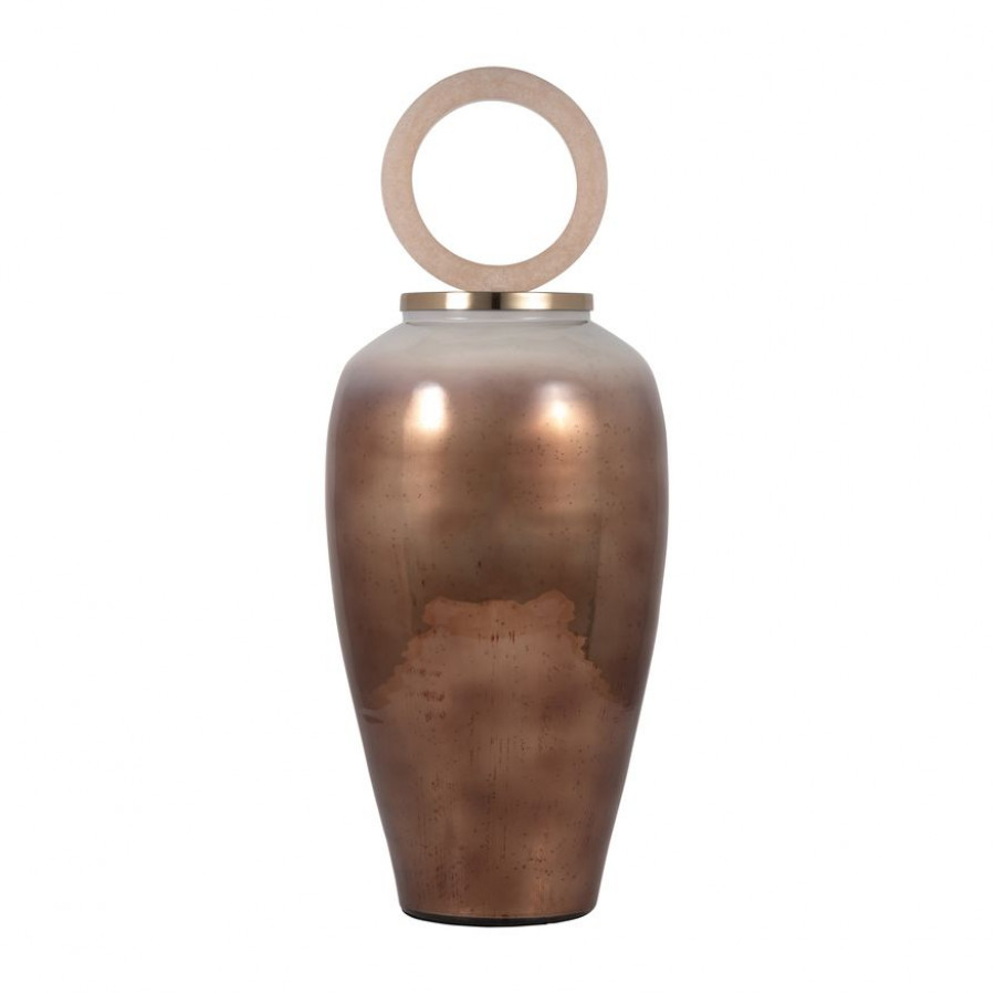 Sagebrook 28" Glass Vase Round Resin Topper - Copper