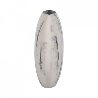Sagebrook 20" Metal Enameled Round Vase - Distressed White