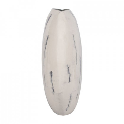 Sagebrook 33" Metal Enameled Round Vase - Distressed White