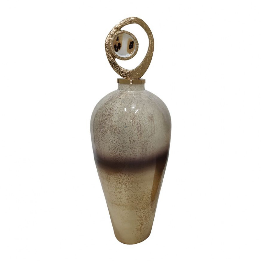 Sagebrook - 21" Glass Vase Metal Swirl Topper