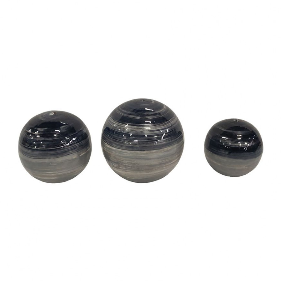 Sagebrook - Metal Galaxy Orbs (Set Of 3) in 2-tone Black