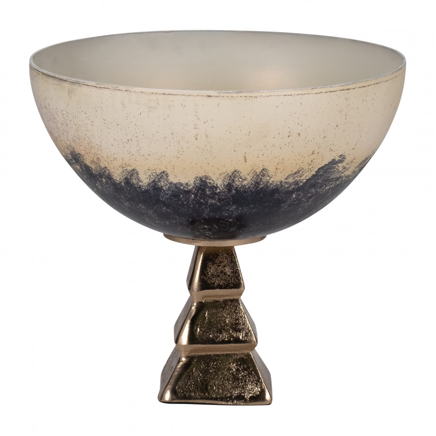 Sagebrook - 11" Glass Bowl with Stand in 2-Tone White