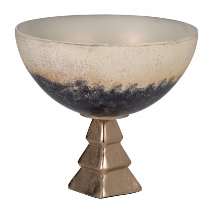Sagebrook - 11" Glass Bowl with Stand in 2-Tone White