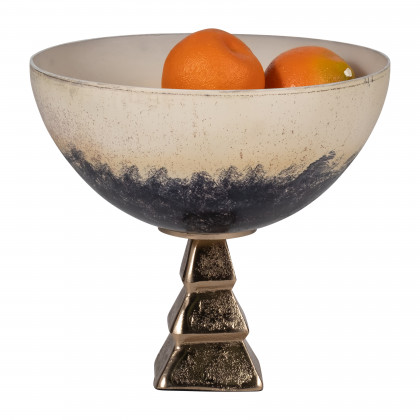 Sagebrook - 11" Glass Bowl with Stand in 2-Tone White