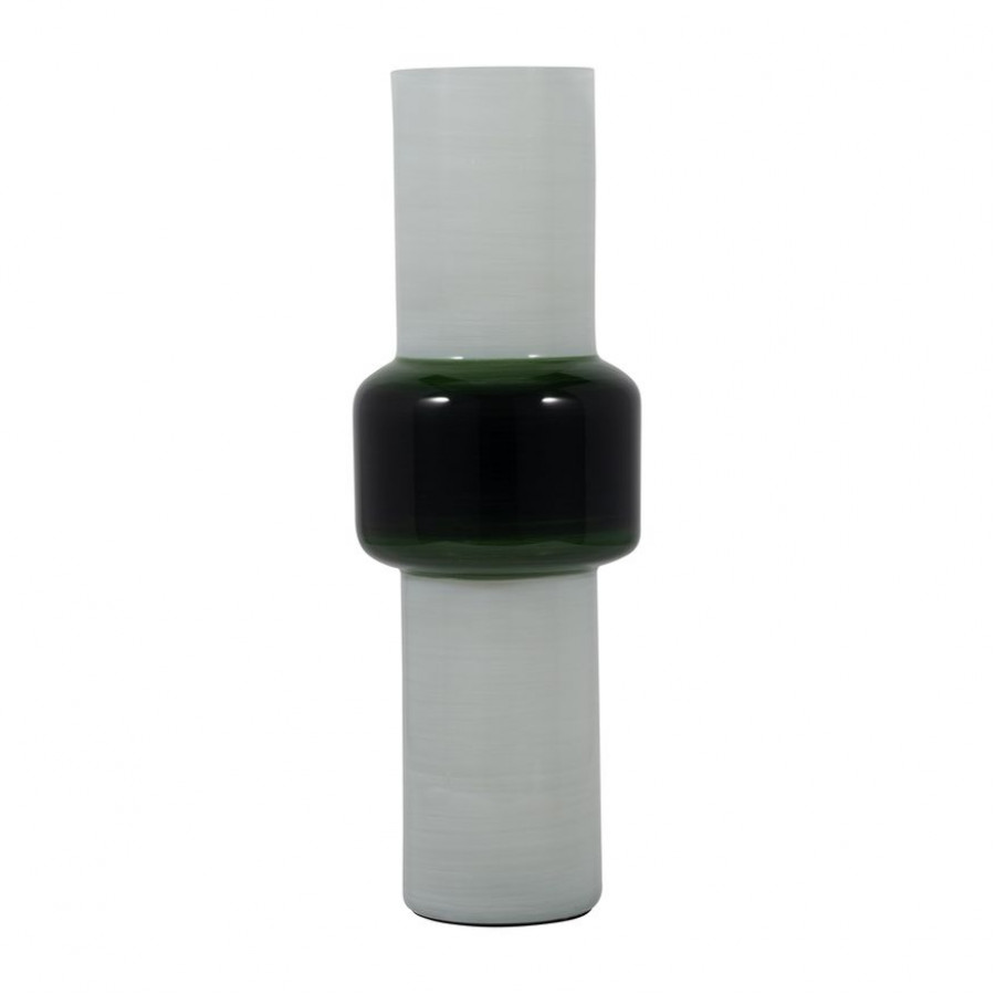 Sagebrook 19" Glass Modern Cylinder Vase - White/Green