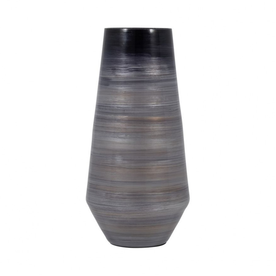 Sagebrook 15" Glass Enameled Vase - Gray/Black
