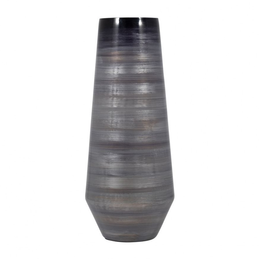 Sagebrook 18" Glass Enameled Vase - Gray/Black