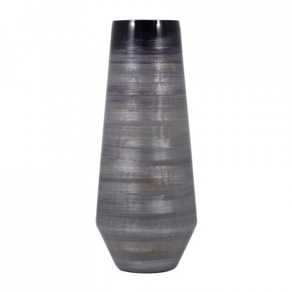Sagebrook 18" Glass Enameled Vase - Gray/Black