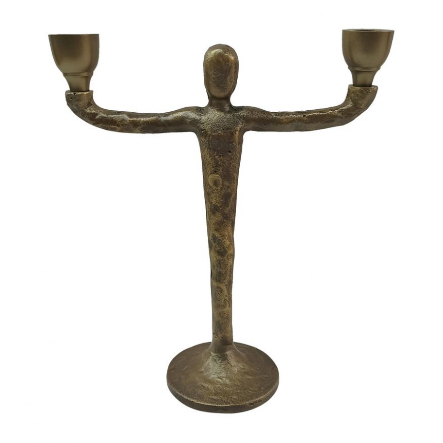 Sagebrook 12" Metal 2-Taper Candelabra - Gold