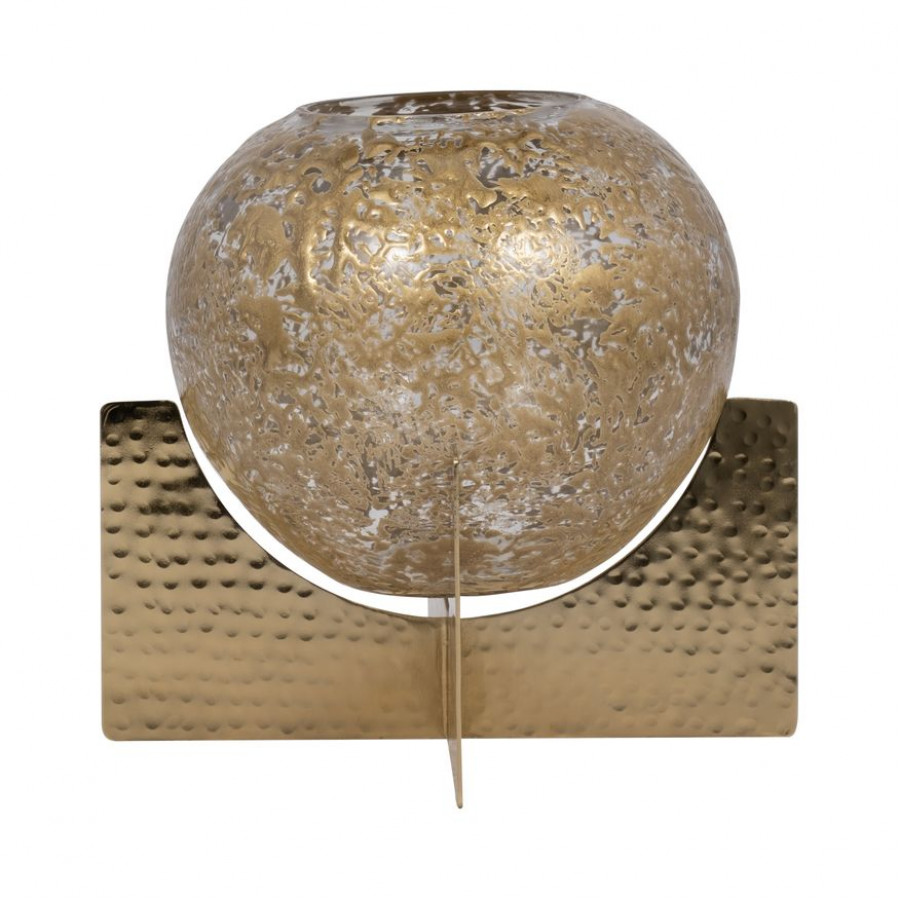 Sagebrook 8" Glass Hurricane Orb - Clear/Gold
