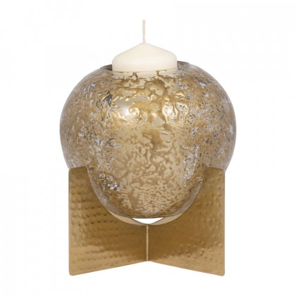 Sagebrook 8" Glass Hurricane Orb - Clear/Gold