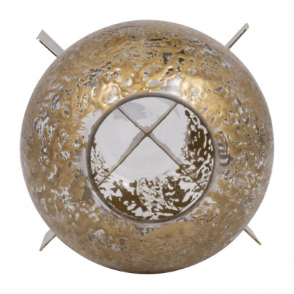 Sagebrook 8" Glass Hurricane Orb - Clear/Gold