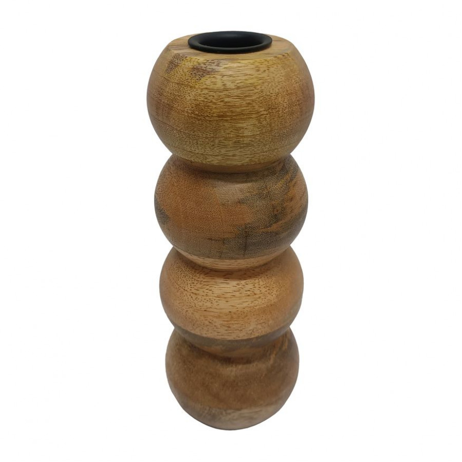 Sagebrook 7" Wood Ribbed Votive Holder - Natural