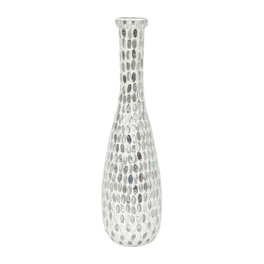 Sagebrook 16" Glass Mosaic Vase - White