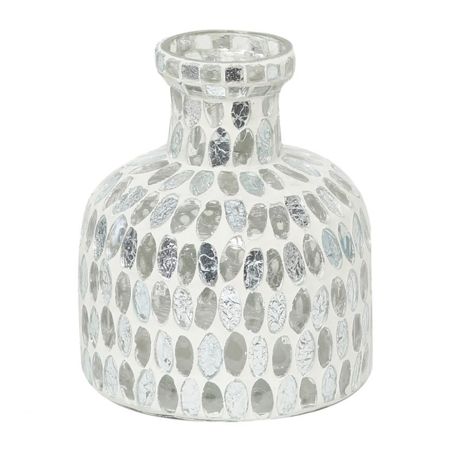 Sagebrook 5" Glass Mosaic Vase - White