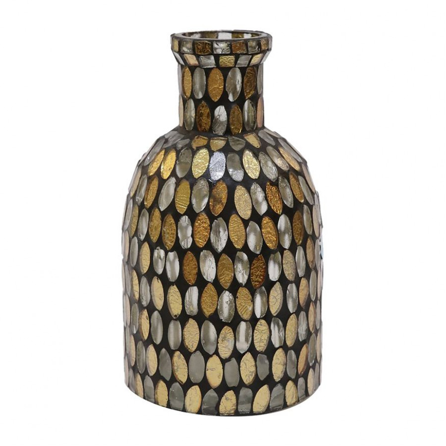 Sagebrook 8" Glass Mosaic Vase - Copper