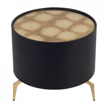 Sagebrook Wood Gold Leaf Top Side Table - Black/Gold