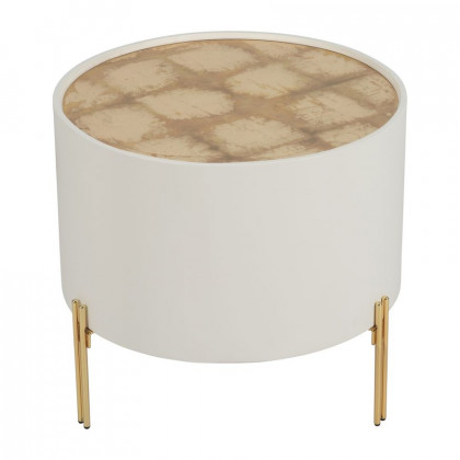 Sagebrook Wood Gold Leaf Top Side Table - White/Gold