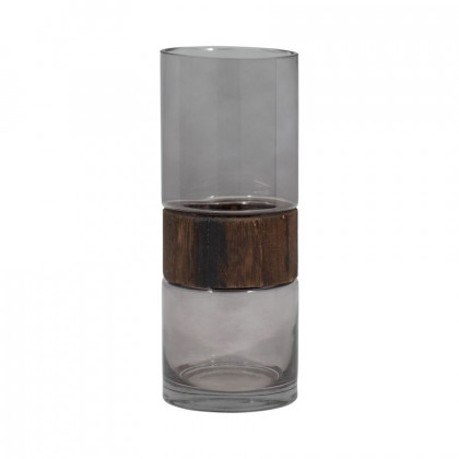 Sagebrook - 10" Glass Cylinder Vase With Wood Band