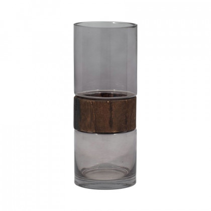 Sagebrook - 10" Glass Cylinder Vase With Wood Band