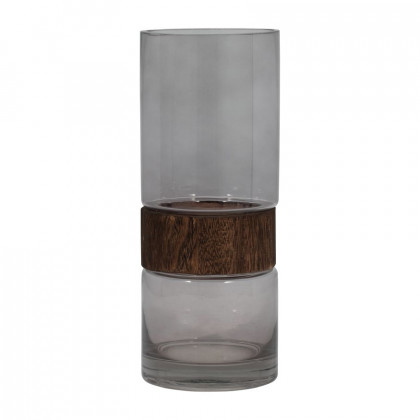 Sagebrook - 10" Glass Cylinder Vase With Wood Band