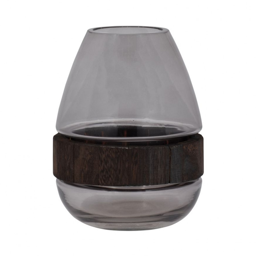 Sagebrook - 10" Glass Belly Vase With Wood Band