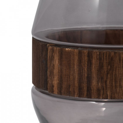 Sagebrook 8" Glass Belly Vase With Wood Band - Clear