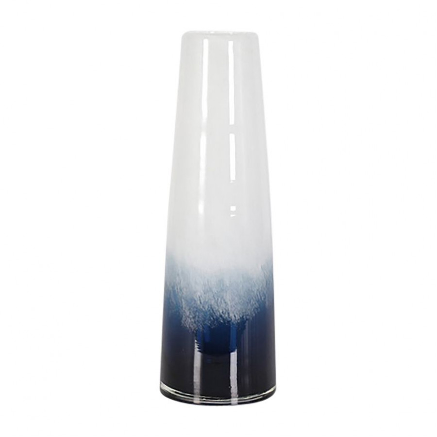 Sagebrook 15" Glass Blue Waters Vase - Blue/White