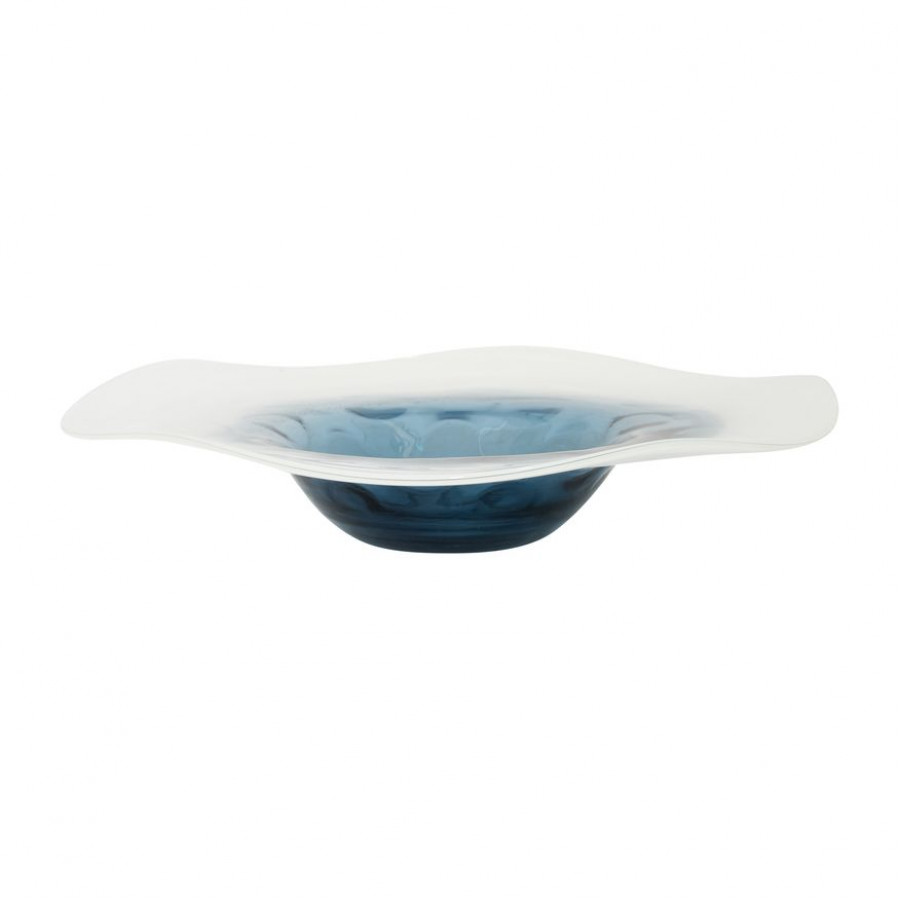 Sagebrook - 12" Glass Blue Waters Bowl in Blue/White