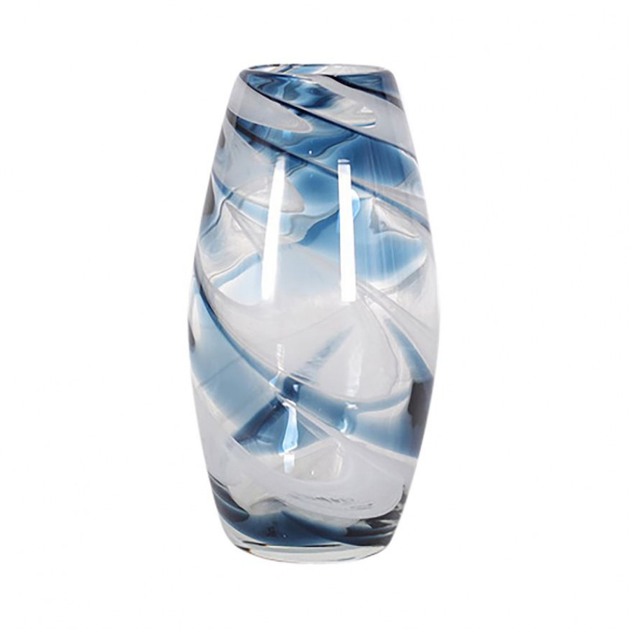 Sagebrook 12" Glass Swirl Vase - Blue