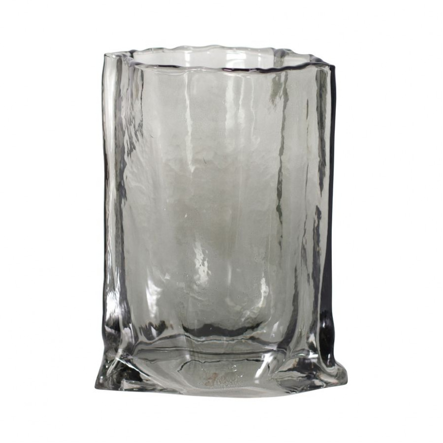Sagebrook 9" Glass Paper Bag Vase - Smoke