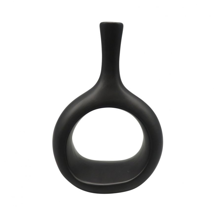 Sagebrook 9" Ceramic Curved Open Cut Out Vase - Black