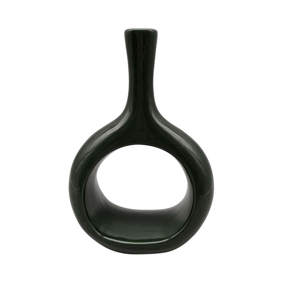 Sagebrook 9" Ceramic Curved Open Cut Out Vase - Green