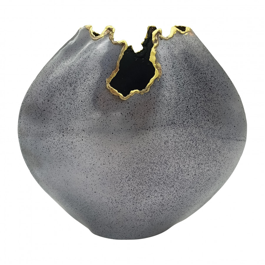 Sagebrook - 10" Metal Round Chipped Vase in Black